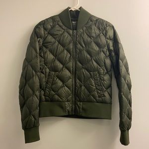 Uniqlo Forest Green Light Puffer Bomber Down Jacket